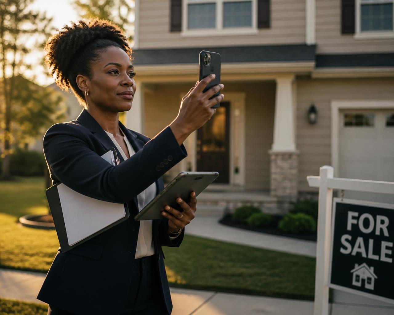 Field inspector photographing a residential property for an inspection assignment